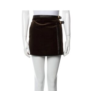 Gucci Leather Trim Embellishment Mini Skirt